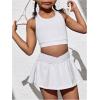 imageSOLY HUX Toddler Girls 2 Piece Workout Outfits Crop Tank Tops and Skort Skirt SetPlain White