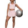imageSOLY HUX Toddler Girls 2 Piece Workout Outfits Crop Tank Tops and Skort Skirt SetSolid Pink