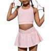 imageSOLY HUX Toddler Girls 2 Piece Workout Outfits Crop Tank Tops and Skort Skirt SetSolid Pink