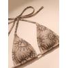 imageSOLY HUX Womens 3 Piece Swimsuits Print Halter Triangle Tie Side Bikini Bathing Suit with Cover Up Beach SkirtBrown