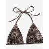 imageSOLY HUX Womens 3 Piece Swimsuits Print Halter Triangle Tie Side Bikini Bathing Suit with Cover Up Beach SkirtChocolate Brown
