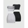 imageSOLY HUX Womens 4 Piece Outfit Ribbed Cropped Tube Top and Bodycon Mini Skirts SetBlack and Grey