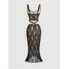 imageSOLY HUX Womens Floral Lace Skirt Set 2 Piece Sleeveless Top and Bodycon Fishtail Skirts Summer Coquette OutfitsBlack and Apricot