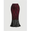 imageSOLY HUX Womens Floral Lace Skirt Set 2 Piece Sleeveless Top and Bodycon Fishtail Skirts Summer Coquette OutfitsRed and Black