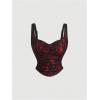 imageSOLY HUX Womens Floral Lace Skirt Set 2 Piece Sleeveless Top and Bodycon Fishtail Skirts Summer Coquette OutfitsRed and Black