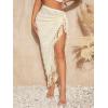 imageSOLY HUX Womens Fringe Trim Asymmetrical Hem Skirt Knot Side Boho Midi SkirtsPure Apricot