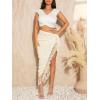 imageSOLY HUX Womens Fringe Trim Asymmetrical Hem Skirt Knot Side Boho Midi SkirtsPure Apricot