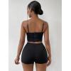 imageSOLY HUX Womens Fringe Trim Wrap High Waist Skort Rhinestone Asymmetrical Hem Skirt ShortsPure Black