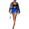 imageSOLY HUX Womens Fringe Trim Wrap High Waist Skort Rhinestone Asymmetrical Hem Skirt ShortsSolid Royal Blue