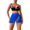 imageSOLY HUX Womens Fringe Trim Wrap High Waist Skort Rhinestone Asymmetrical Hem Skirt ShortsSolid Royal Blue