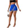 imageSOLY HUX Womens Fringe Trim Wrap High Waist Skort Rhinestone Asymmetrical Hem Skirt ShortsSolid Royal Blue