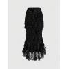imageSOLY HUX Womens Goth Lace Ruffle Hem Long Skirt High Waist Bodycon Fishtail SkirtsPure Black