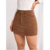 imageSOLY HUX Womens High Waisted Bodycon Mini Skirts Casual Summer A Line Corduroy Skirt with PocketsCoffee Brown