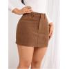 imageSOLY HUX Womens High Waisted Bodycon Mini Skirts Casual Summer A Line Corduroy Skirt with PocketsCoffee Brown