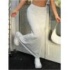 imageSOLY HUX Womens High Waisted Ruched Maxi Skirt Bodycon Casual Going Out Long SkirtsSolid Grey
