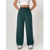 imageSOLY HUX Womens Plaid Pants Gingham High Waisted Baggy Straight Leg Casual Long TrousersArmy Green Plaid