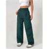imageSOLY HUX Womens Plaid Pants Gingham High Waisted Baggy Straight Leg Casual Long TrousersArmy Green Plaid
