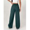 imageSOLY HUX Womens Plaid Pants Gingham High Waisted Baggy Straight Leg Casual Long TrousersArmy Green Plaid