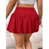 imageSOLY HUX Womens Plus Size Y2K Bubble Skirt Elastic High Waisted Ruffle Hem A Line Mini SkirtPure Red