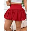 imageSOLY HUX Womens Plus Size Y2K Bubble Skirt Elastic High Waisted Ruffle Hem A Line Mini SkirtPure Red
