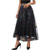 imageSOLY HUX Womens Polka Dots Mesh Tulle Skirt High Waisted Elegant Midi Skirts Party Tutu SkirtsBlack Multi