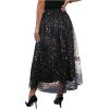 imageSOLY HUX Womens Polka Dots Mesh Tulle Skirt High Waisted Elegant Midi Skirts Party Tutu SkirtsBlack Multi