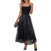 imageSOLY HUX Womens Polka Dots Mesh Tulle Skirt High Waisted Elegant Midi Skirts Party Tutu SkirtsBlack Multi