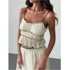imageSOLY HUX Womens Skirt Sets 2 Piece Outfits Contrast Trim Ruffle Hem Cami Tops and Maxi Skirt Vacation SetPure Apricot