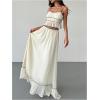 imageSOLY HUX Womens Skirt Sets 2 Piece Outfits Contrast Trim Ruffle Hem Cami Tops and Maxi Skirt Vacation SetPure Apricot