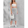 imageSOLY HUX Womens Solid Elastic High Waisted Bodycon Pencil Long SkirtPlain Grey