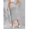 imageSOLY HUX Womens Solid Elastic High Waisted Bodycon Pencil Long SkirtPlain Grey