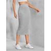 imageSOLY HUX Womens Solid Elastic High Waisted Bodycon Pencil Long SkirtPlain Grey