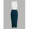 imageSOLY HUX Womens Summer 2 Piece Outfits Letter Graphic Crop Tank Top and Bodycon Midi Skirt SetMulticoloured Letter