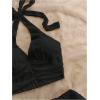 imageSOLY HUX Womens Summer 2 Piece Set Halter Neck Crop Top and Flowy Mini Skirts Beach Vacation OutfitsPlain Black
