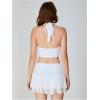 imageSOLY HUX Womens Summer 2 Piece Set Halter Neck Crop Top and Flowy Mini Skirts Beach Vacation OutfitsPlain White
