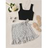 imageSOLY HUX Womens Summer Skirts Set Sleeveless Crop Top Ruffle Polka Dots Mini Skirts 2 Piece OutfitsBlack and White