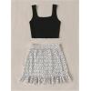 imageSOLY HUX Womens Summer Skirts Set Sleeveless Crop Top Ruffle Polka Dots Mini Skirts 2 Piece OutfitsBlack and White