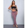 imageSOLY HUX Womens Y2K Skirt Long Split Solid Maxi Casual Pencil Bodycon Skirts Cargo Skirt with PocketsPlain Burgundy