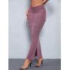imageSOLY HUX Womens Y2K Skirt Long Split Solid Maxi Casual Pencil Bodycon Skirts Cargo Skirt with PocketsPlain Burgundy
