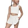 imageSOLY HUX Toddler Girls 2 Piece Workout Outfits Crop Tank Tops and Skort Skirt SetPlain White