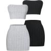 imageSOLY HUX Womens 4 Piece Outfit Ribbed Cropped Tube Top and Bodycon Mini Skirts SetBlack and Grey