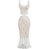 imageSOLY HUX Womens Floral Lace Skirt Set 2 Piece Sleeveless Top and Bodycon Fishtail Skirts Summer Coquette OutfitsPure White