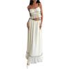 imageSOLY HUX Womens Skirt Sets 2 Piece Outfits Contrast Trim Ruffle Hem Cami Tops and Maxi Skirt Vacation SetPure Apricot
