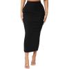 imageSOLY HUX Womens Solid Elastic High Waisted Bodycon Pencil Long SkirtSolid Black