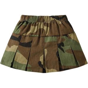 imageSOLY HUX Toddler Girls High Waist Pleated Skirt Elastic Camo Skirts Summer Skater SkirtsGreen Camo