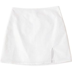 imageSOLY HUX Womens High Waisted Mini Skirts Side Slit Bodycon Summer Going Out SkirtSolid White