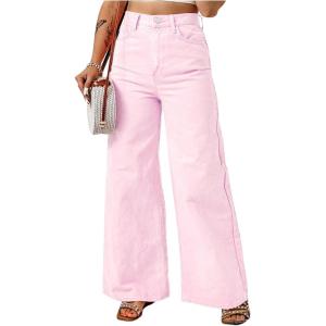 imageSOLY HUX Womens Wide Leg High Waisted Loose Jeans Dressy Casual Denim PantsSolid Pink
