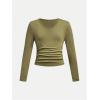 imageSOLY HUX 3 Pack Girls Long Sleeve Shirts V Neck Basic TShirts Ruched Tops Spring Fall Layering Tees 812 YearsBlack Army Green Grey