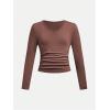 imageSOLY HUX 3 Pack Girls Long Sleeve Shirts V Neck Basic TShirts Ruched Tops Spring Fall Layering Tees 812 YearsBlack Brown Pink