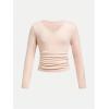 imageSOLY HUX 3 Pack Girls Long Sleeve Shirts V Neck Basic TShirts Ruched Tops Spring Fall Layering Tees 812 YearsBlack Brown Pink